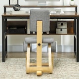 thumbnail of HOMCOM silla ergonómica de rodillas con respaldo, silla de rodillas, cojines acolchados, marco de madera, para una mejor postura, oficina, gris