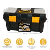thumbnail of Caja de herramientas bandejas de plástico para herramientas 20 "L 500 x P 268 x H 230 mm, 3 organizadores en la tapa + bandeja interior
