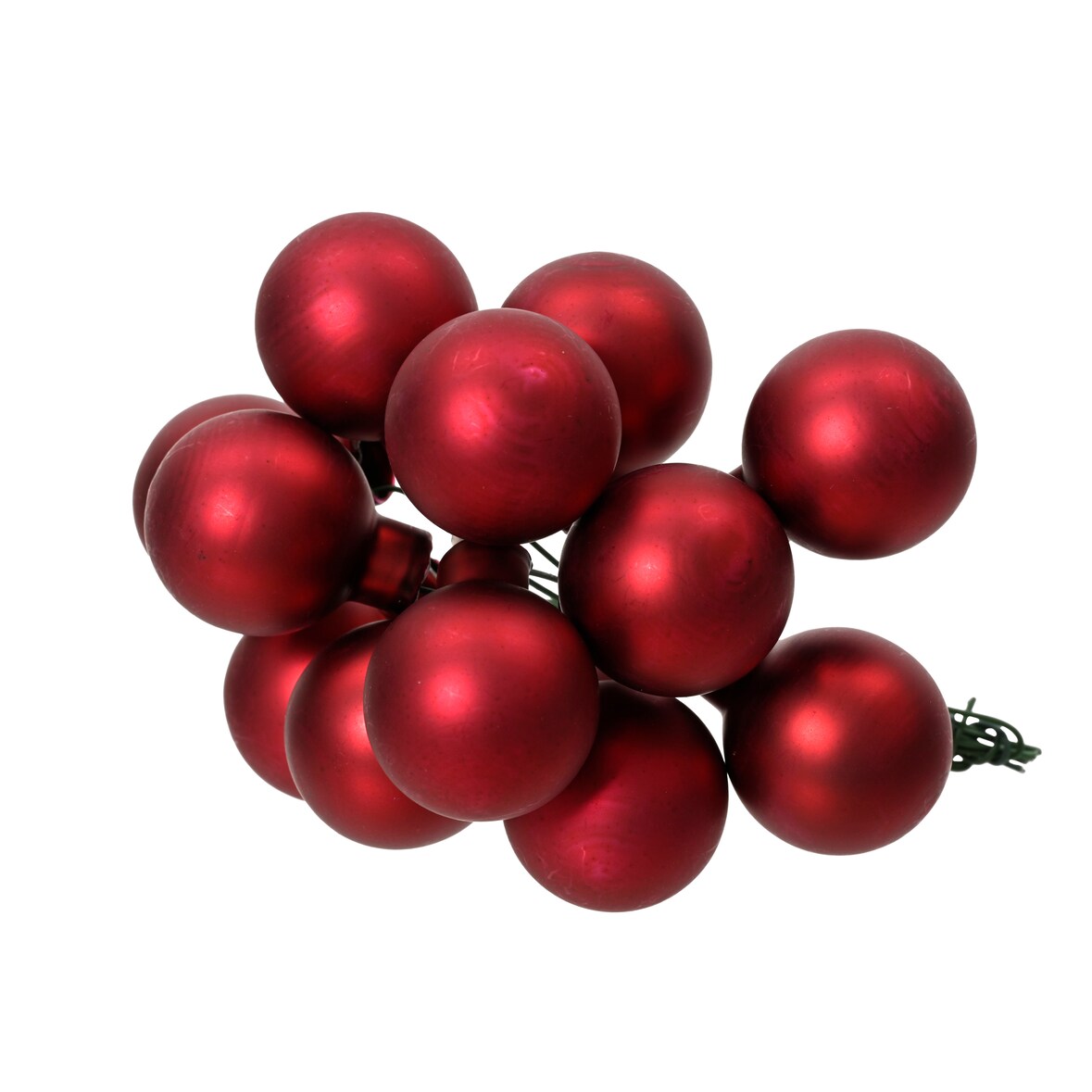 12 Glaskugeln am Draht 2cm Weihnachtskugeln Spiegelbeeren zum Basteln bordeaux