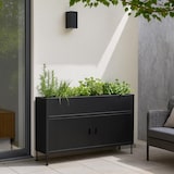 thumbnail of Cama elevada HWC-O85, espaço de arrumação da floreira da cama elevada de metal, metal 47kg 91x161x51cm ~ antracite