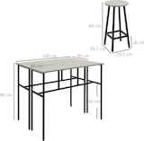 thumbnail of Barset Essgruppe Grau 100x40x90 cm mit 2 Tischen und 4 Barhockern, Industrial Design, Stahlgestell, platzsparend und pflegeleicht