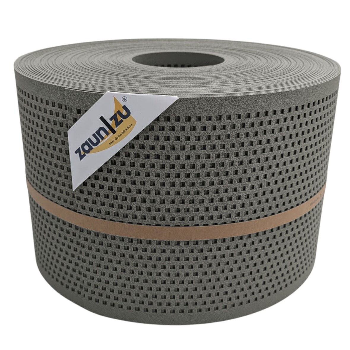 zaun|zu® Sichtschutzstreifen Gelocht Quadrat Muster für Doppelstabmatten Steingrau 50m