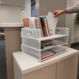 thumbnail of Relaxdays Dokumentenablage, Metall, 3 Fächer, Büro, Home Office, HxBxT: 20,5x32,5x23,5 cm, Schreibtisch Organizer, weiß