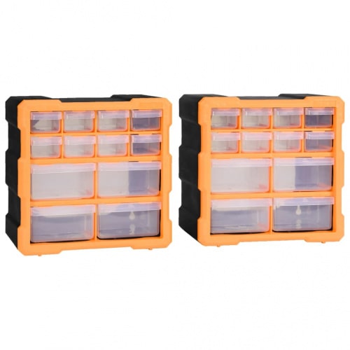 Multi-Schubladen-Organizer 2 Stk. 12 Schubladen | vidaXL : Farbe - Orange und Schwarz