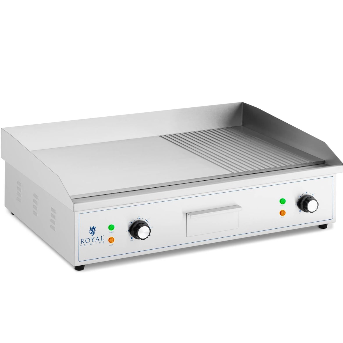 Royal Catering Elektro Grillplatte - 727 x 420 mm - geriffelt/glatt - 4400 W