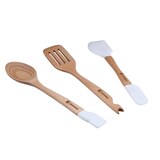 thumbnail of BERGNER - Set aus 3 Pfannen Ø16/20/24cm aus gepresstem Aluminium in metallic-blau mit Set 3 Utensilien aus Silikon und Holz