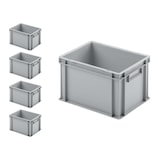 thumbnail of PROREGAL 5x Eurobehälter mit geschlossenem Griff | HxBxT 23,5x30x40cm | 22 Liter | Grau | Eurobox, Transportbox, Transportbehälter