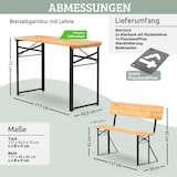thumbnail of Bierzeltgarnitur mit Lehne klappbar Holz 120cm klein RINHO - 3 Teilig | 2x Bierbank 1x Biertisch | Festzeltgarnitur Biertisch Stehtisch Sitzgarnitur