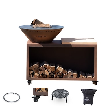 Pack Privilege Braciere tradizionale in acciaio 103 imitazione Corten a doppia vasca