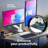 thumbnail of ONKRON Brazo Monitor Blanco para Dos Monitores 13-32", hasta 8 kg por monitor, VESA 100x100, Inclinado y Giratorio, Soporte Doble G160-W Blanco