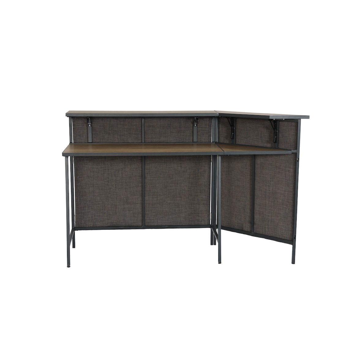 METRO PROFESSIONAL Barra de bar esquinera plegable para exterior Movara, aluminio/malla sintética, tablero PSPC, 85 × 42 cm, gris oscuro