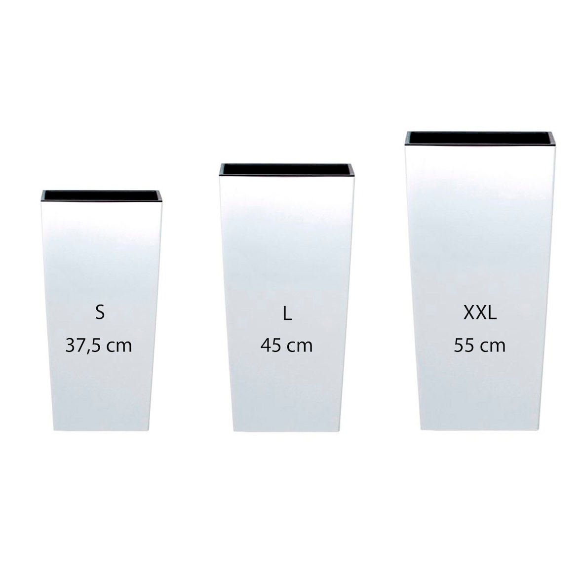 WellHome - Set 3 Hohe Pflanztöpfe 11,4/19/35 L Urbi Square in Weiß
