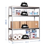 thumbnail of Scaffalatura metallica senza viti con vassoi metallici Ecoforte 5 ripiani. Colore galva/legno 2000x1500x450 mm