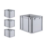 thumbnail of PROREGAL SuperSparSet 4x Eurobox NextGen Economy mit Scharnierdeckel & gelben Verschlüssen, Griffe zu, HxBxT 32x30x40cm, 30L, Eurobehälter, Box