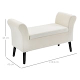 thumbnail of Baúl de almacenaje para dormitorio banco de almacenamiento con tapa abatible reposabrazos y patas de madera para salón 111,5x41x65 cm crema