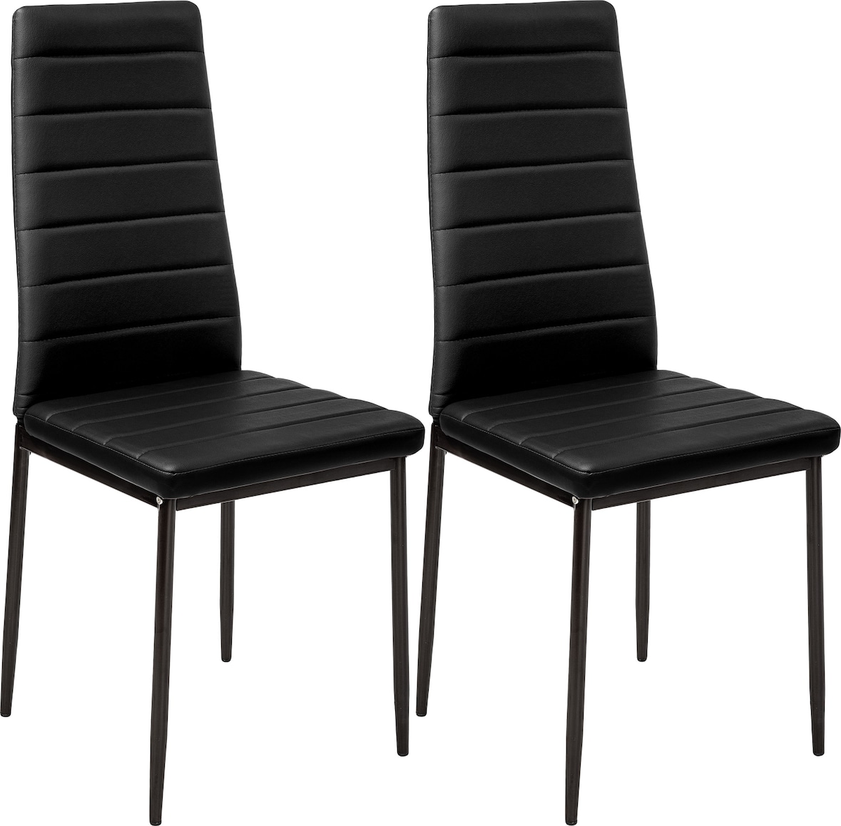 tectake 2 sedie da sala da pranzo in pelle sintetica - nero - 401838