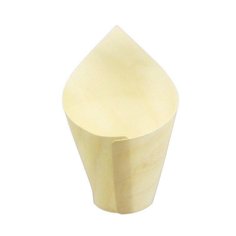 MONOUSO - Lebensmittel Kegel aus Holz 14cm (50 Stück)