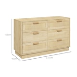thumbnail of Cajonera de dormitorio cómoda de madera con 6 cajones de rejilla de ratán estilo bohemio mueble cajonera para salón oficina estudio 110x40x69 cm