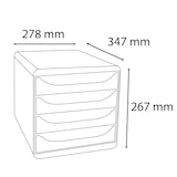 thumbnail of EXACOMPTA Cassettiera Big-Box  310014D, 4 cassetti, box polistirolo monoblocco, (PxlxAlt) 34,7x27,8x26,7 cm, gamma Office, grigio/cassetti nero