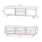 thumbnail of HERDASA, Mueble TV, colección PRINTED, en melamina con 2 puertas y 2 estantes centrales abiertos. Roble