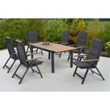 thumbnail of Merxx Itanos Set 13tlg., 6 Klappsessel, 6 Auflegepolster, 1 Tisch 150(200) x 90 cm, Aluminium