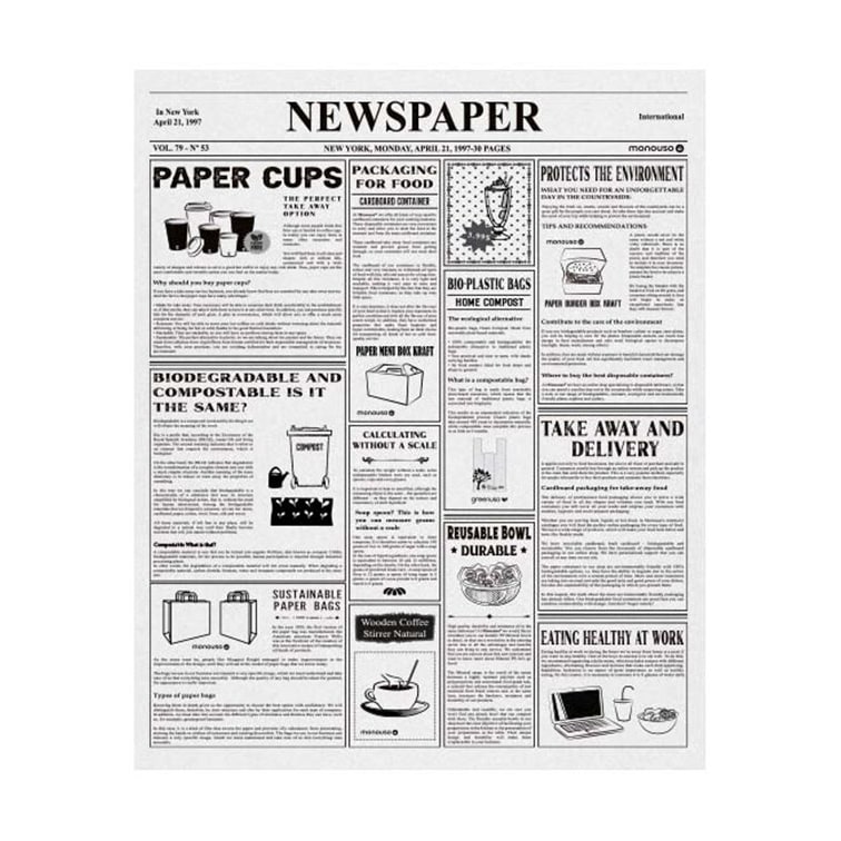 MONOUSO - Fettdichtes Einwickelpapier Times 20x24,5cm (1.000 Stück)