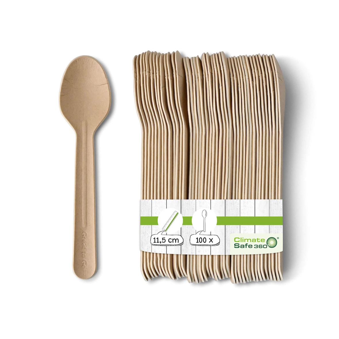 greenbox - Teelöffel aus Papier 11,5 cm, braun, 100 St.