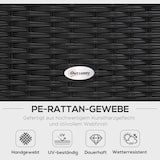 thumbnail of Loungeset aus Kunststoffrattan und Polyester in Schwarz, 4-teilig, mit Beistelltisch, Seitenablagen und 10 cm Polstern