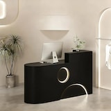 thumbnail of Kleine Empfangstheke, moderne Kassentheke und Rezeption, geeignet für Geschäfte, Kosmetikstudios und mehr Schwarz 200×60×100cm【H Paopao 200】