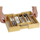 thumbnail of Besteckkasten SIMON aus Bambusholz, passend für alle handelsüblichen Schubladen, ausziehbar von 28,5 auf ca. 40 cm, 5 bzw. 7 Fächer