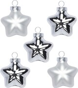 thumbnail of 8 Glassterne 4cm Christbaumschmuck Weihnachtskugeln Weihnachtsbaumschmuck silber