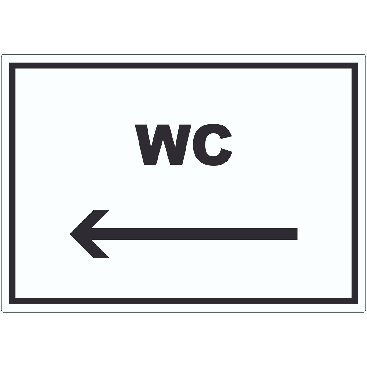 WC Aufkleber mit Text und Richtungspfeil links Toilette Klo waagerecht A3 (297x420mm)