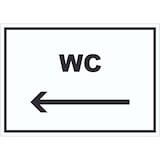 thumbnail of WC Aufkleber mit Text und Richtungspfeil links Toilette Klo waagerecht A3 (297x420mm)
