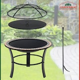 thumbnail of GARDEBRUK® Feuerschale mit Funkenschutz Schürhaken Abdeckung Rost Mosaik Rund 76cm Stahl Feuerstelle Feuerkorb Grill