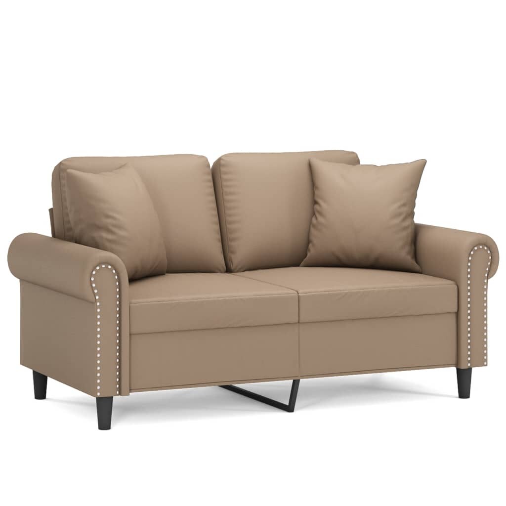 Canapé 2 places avec oreillers cappuccino 120 cm similicuir Modèle Vega Core Plus