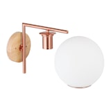 thumbnail of Relaxdays Wandleuchte, E27-Fassung, Glas, Metall und Holz, Wandlampe, Kugel, H x B x T: 22 x 19,5 x 28 cm, kupferfarben