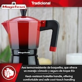 thumbnail of Magefesa Tradicional - Cafetera Italiana Negra y Roja, 9 Tazas, 450ml, Acero Inoxidable y Aluminio, Todo Tipo de Cocinas, Induccion, Mango Toque Frío