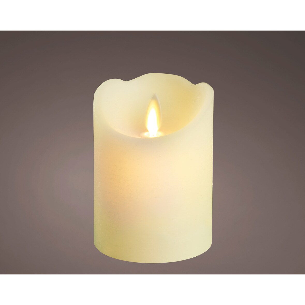 LED Kerze mit Timerfunktion 7,5x10cm Wachs mit beweglicher Flamme Echtwachskerze batteriebetrieben Wachskerze Stumpenkerze Rustik Creme Warmweiß
