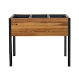 thumbnail of Fioriera HWC-L22, fioriera per aiuole rialzate, 75x81x30cm per esterni in alluminio e legno di acacia certificato MVG, marrone