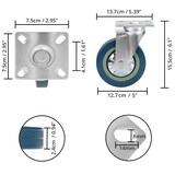 thumbnail of Rodas de borracha maciça COSHANÓ giratórias 360º com placa metálica. capacidade 280kg. (5" / 127 mm 4 peças)