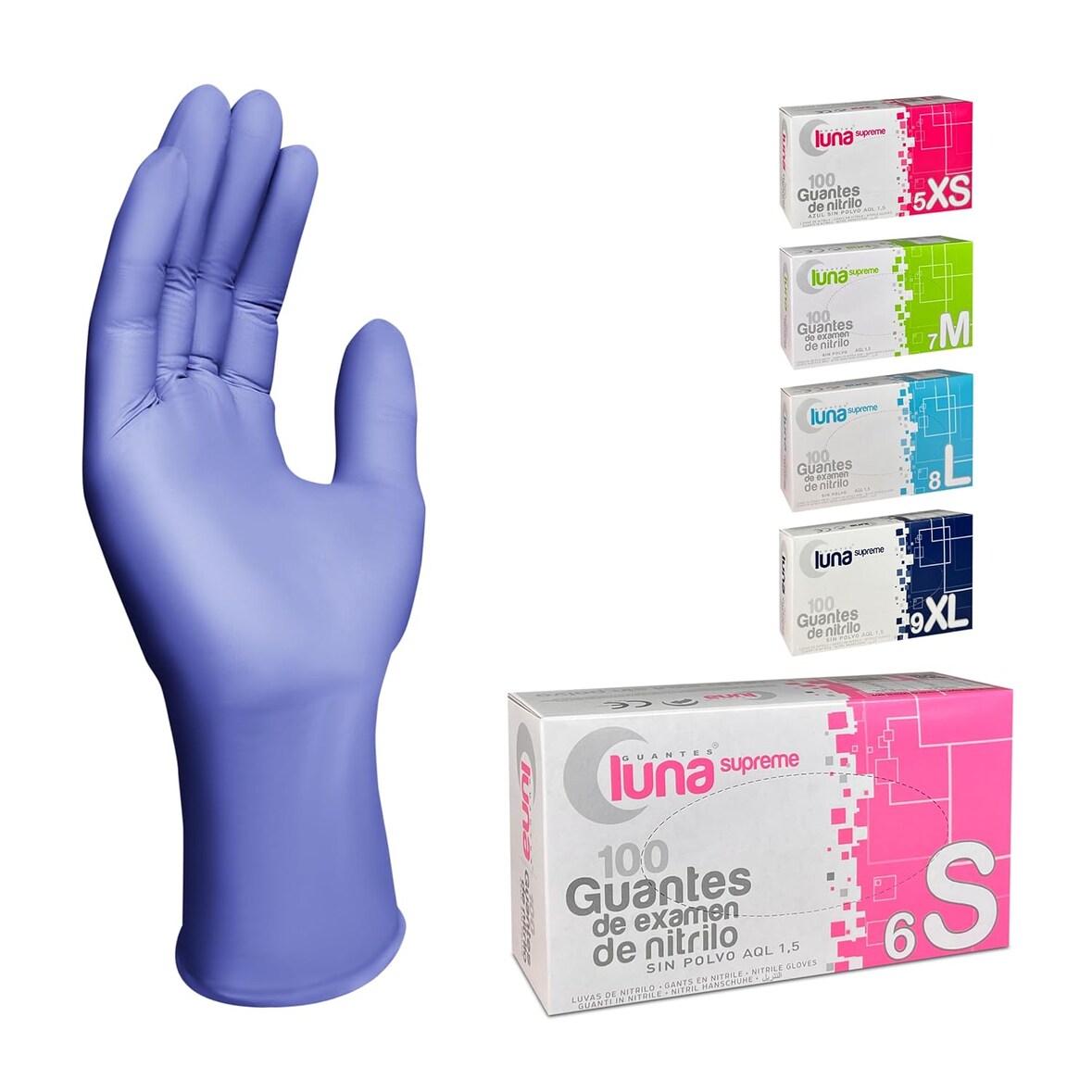 Guantes Nitrilo Violeta Talla S 100 unidades | Guantes de Nitrilo Sin Polvo, Sin Látex, Desechables