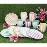 thumbnail of Beach Pastello Stripes 12tlg Frühstücksset Steingut 6Pers Teller Becher Pastell