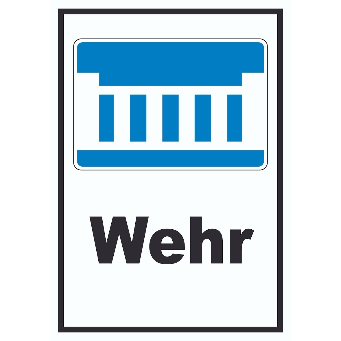 Wehr oder Staustufe Symbol und Text A1 Rückseite selbstklebend