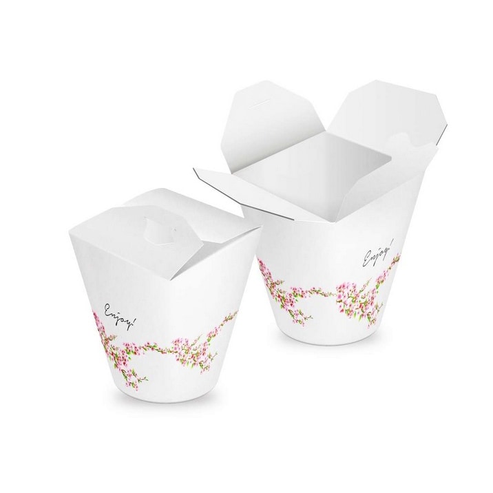 500 Foodbox "Sakura" 16oZ. Nudelbox - Asia-Box aus Pappe