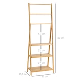 thumbnail of HOMCOM toallero de pie de bambú con 3 barras toallero escalera plegable con 3 etantes de almacenamiento para baño lavadero 53x30,5x152 cm natural