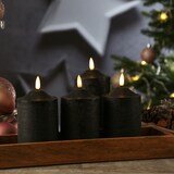 thumbnail of LED Kerzen in Rustik-Optik H: 15cm, D: 7,5cm Timer schwarz 4er Set