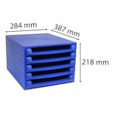 thumbnail of Exacompta - Réf. 221101D - THE BOX - Caisson 5 tiroirs ouverts  -  Dimensions extérieures : Prof. 38,70 x l 28,4 x H 21,8 cm - Bleu cobalt