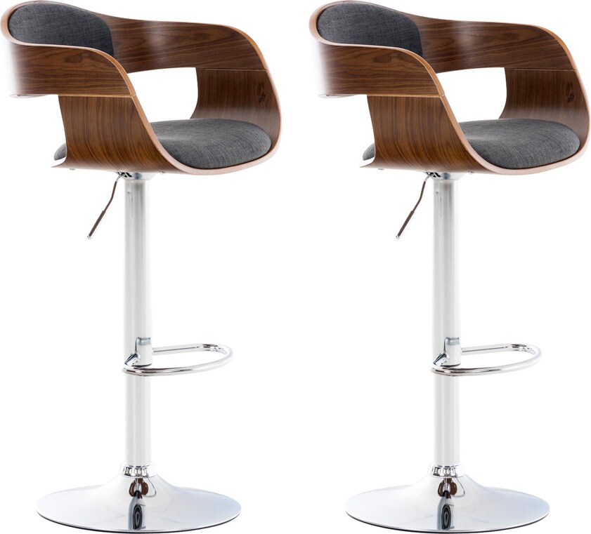 CHEFGASTRO 2er Set Barhocker BANGKOK Chrom Stoff HxBxT 88x50x48cm Stoff Walnuss/Dunkelgrau Barstuhl