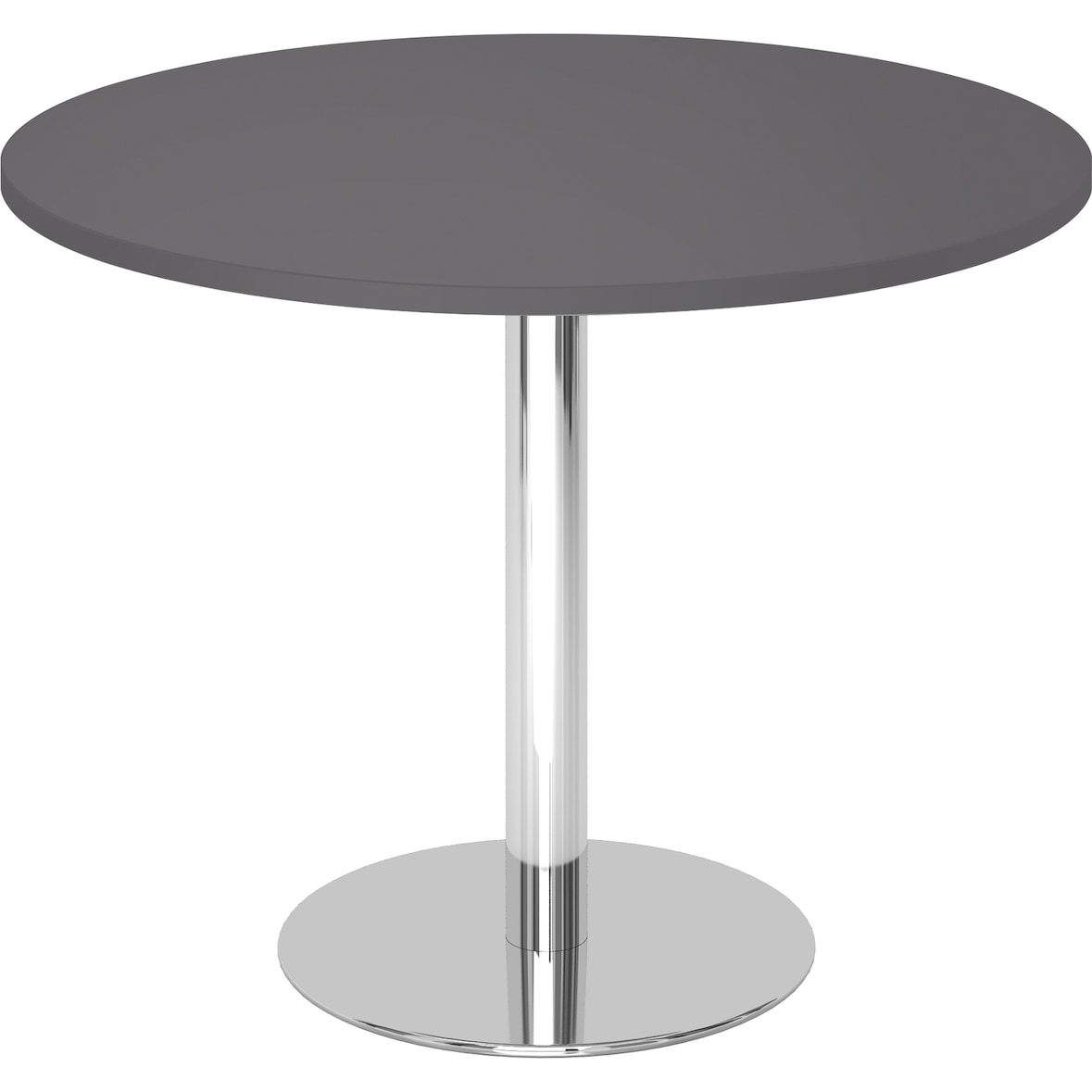 bümö Besprechungstisch, Esstisch klein, Tisch rund 100 cm - kleiner Esstisch graphit, Rundtisch Esstisch 2 Personen mit Holz-Platte, Säule aus Metall