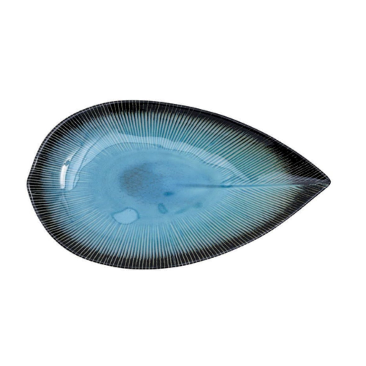 Menash - Mini plato alargado Nassandhura de 13,7x9x2cm en melamina color turquesa.